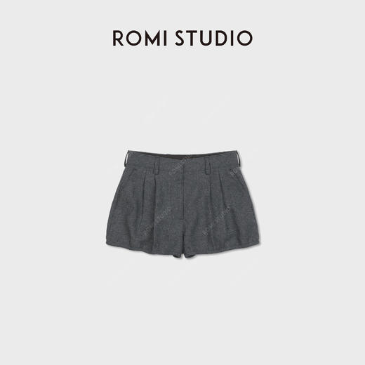 ROMI STUDIO羊毛混纺卷边铝丝造型感低腰花苞三分短裤RWCSXG7366 商品图0