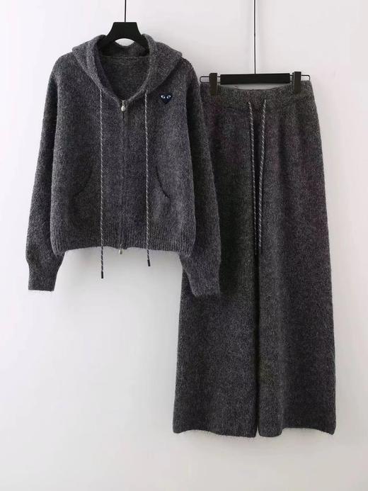 F031205温柔松弛宽松日常高腰垂顺休闲居家慵懒随性针织连帽套装 商品图11