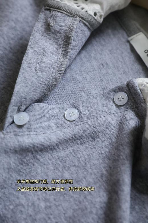 浪漫蕾丝 拼接宽松廓形花边帽假两件长袖T恤 商品图12