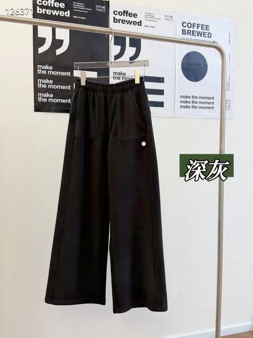F031262暖皮绒休闲大口袋垂感宽松遮肉显瘦女士阔腿裤长裤 商品图14