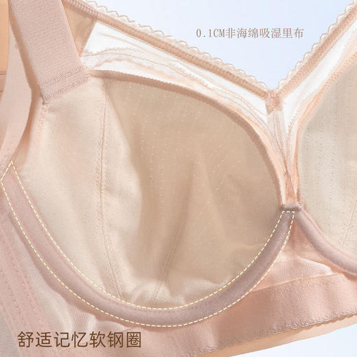 ZYQ-505  大码内衣调整薄款透气全罩杯软钢圈上托五排扣高侧收大胸显小文胸（单件） 商品图3