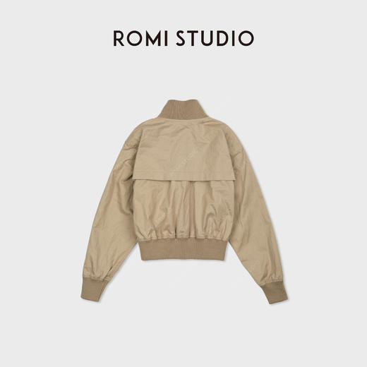 ROMI STUDIO“三角翻盖”高弹罗纹极简立领宽松夹克外套 RWCAWU6713 商品图4