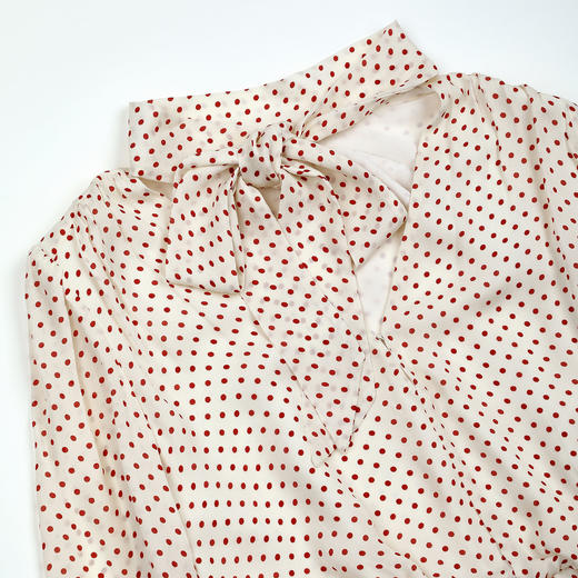 ROMI STUDIO19姆米双乔桑蚕丝软滑法式波点飘带连衣裙RWCSLY7477 商品图3