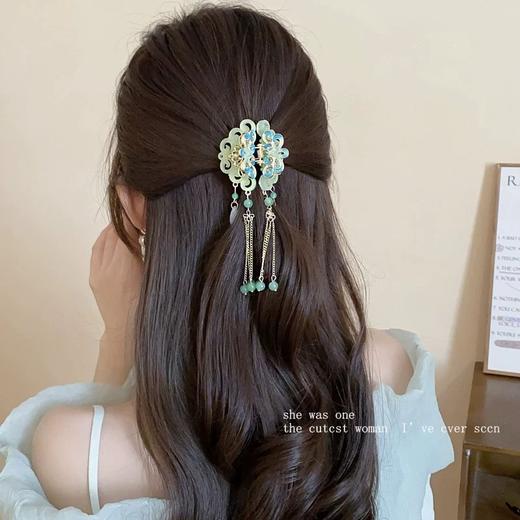 【敦煌宝相-花影流珠首饰发夹】小众温柔古风发夹 新中式仙气碎发卡子抓夹头饰 商品图0