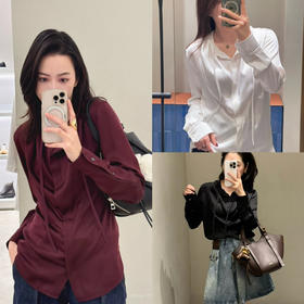 312-5 独家圆正 lew 26ss 30mm重磅真丝 设计感 系带衬衫 我穿40码