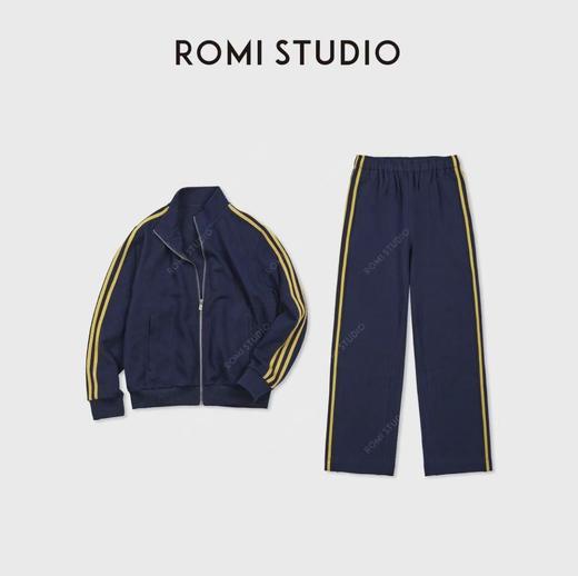 ROMI STUDIO“美式条纹套装”重磅高密立领外套宽松长裤RWDSX62048 商品图0