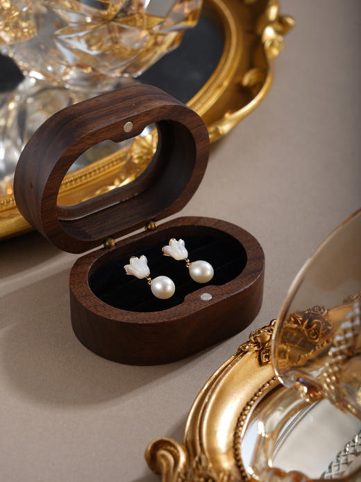 子佩集【森系铃音】银S925珍珠惜王妃耳钉【YE0990】双色玉兰花2602 商品图5