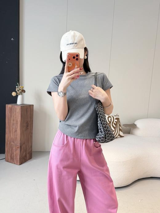 韩国单~简约经典拼接纯色过肩T恤 商品图10