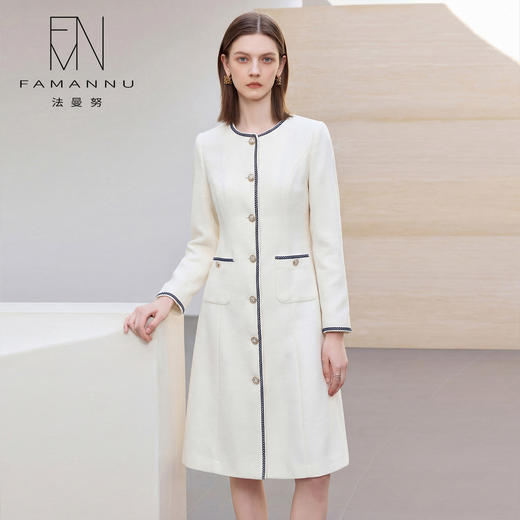 IWY/春季新款米白色西装连衣裙女气质时尚珠宝设计师正装裙Q1306 商品图2