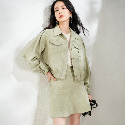 芳外新款飒气减龄时尚套装工装外套鱼尾半裙两件套8D21CG1475 商品图1