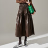 剩XL 芳外新款复古高腰显瘦半身裙松紧褶皱PU皮气质裙子女8I24AI0213 商品缩略图5