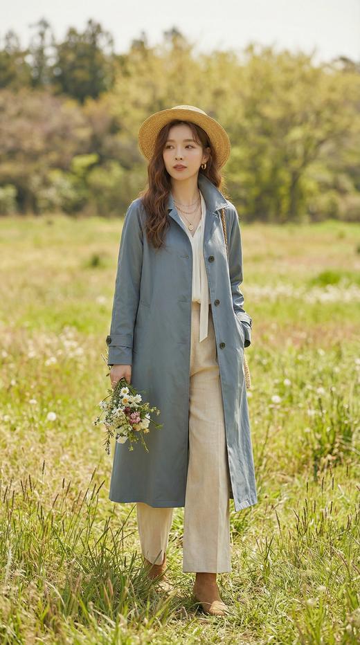 插肩袖H型系带翻领百搭风衣 商品图6