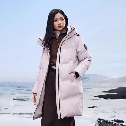 波司登2025新款极寒鹅绒服女中长款保暖连帽迷彩羽绒服B250242304 商品图1