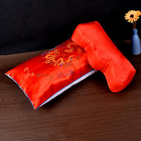 红色 寿枕寿衣枕头脚蹬刺绣龙凤头枕脚枕男女全套寿衣配件