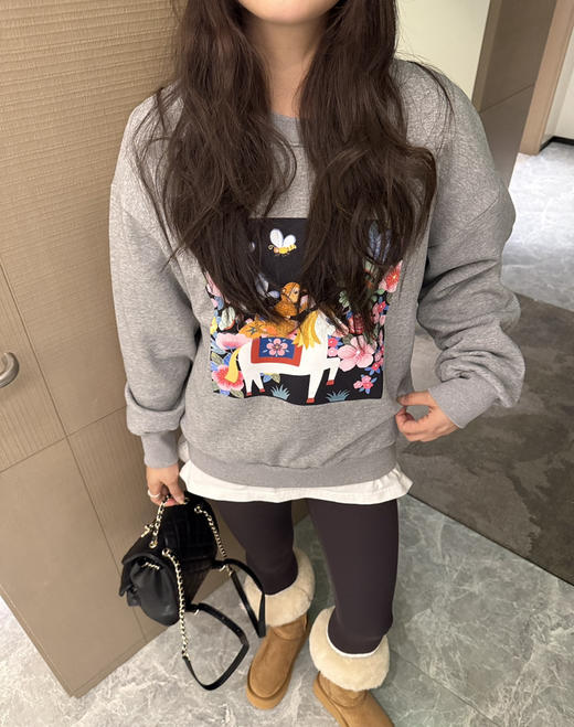 原单ICI*LE之禾女士印花圆领卫衣031203 商品图9