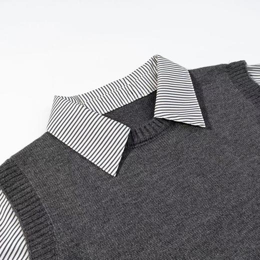 F031222春季新款气质减龄百搭宽松显瘦针织假两件上衣 商品图4