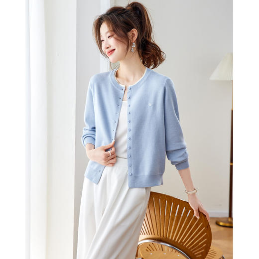 「自」全新升级【铂金会员183/天猫239/差价56】(95957)洛诗琳小香风针织开衫女2026新款春装薄款圆领显瘦针织外套 商品图1