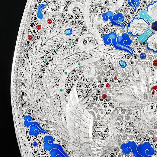 子佩集S999银手工银花丝【鸾凤和鸣·琵琶记】花丝镶嵌摆件【HSPP】大师工坊原创设计2511 商品图5