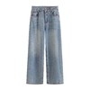 F031219复古水洗浅蓝牛仔裤宽松阔腿百搭休闲长裤 商品缩略图0