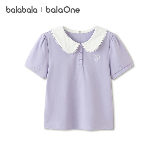 【balaOne】巴拉巴拉童装女童短袖t恤儿童2026新款夏装娃娃领上衣 商品图4