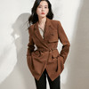 剩S 芳外新款通勤气质咖色女式西装拼接设计收腰直筒外套8T22AW0016 商品缩略图3