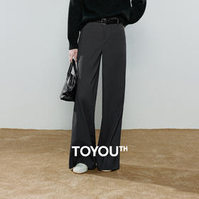 初语羊毛TR休闲裤女新款连腰设计率性西裤高气场阔腿裤