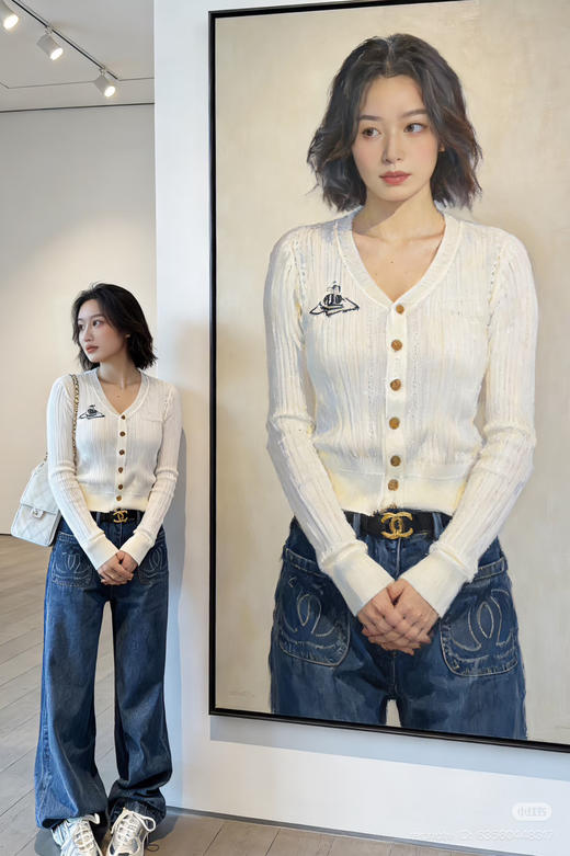 312-6 纯原尾货 土星刺绣 时髦针织小开衫 商品图11