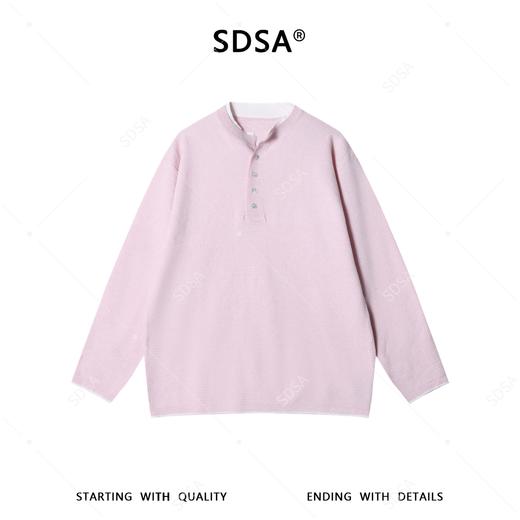 SDSA男装2026新款高贵轻奢简约时尚撞色亨利领针织毛衣百搭慵懒风 商品图0