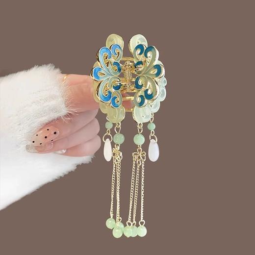 【敦煌宝相-花影流珠首饰发夹】小众温柔古风发夹 新中式仙气碎发卡子抓夹头饰 商品图7