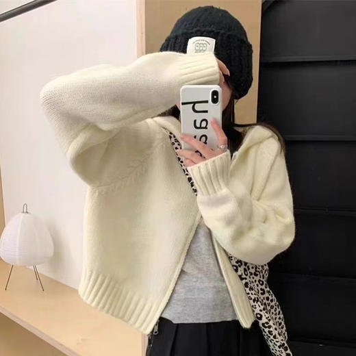 多色连帽双拉链基本款毛衣开衫纪念日百货门店同款169453355 商品图5