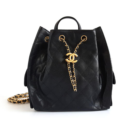 【全新】CHANEL香奈儿25bag系列AS5600 B20304 94305中号黑金荔枝牛皮25bag双肩包小书包女士090326TJ45 商品图0