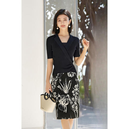 剩S/M 针织T恤+印花半裙套装5P25CG4802 商品图2