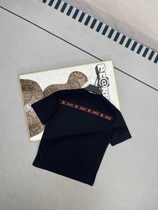 F031245徽标刺绣定织定染logo圆领情侣后背织带短袖T恤 商品图7