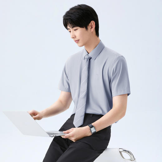 【10A抗菌2A防螨/莫代尔】柒牌男式商务短袖衬衫26春夏新款衬衣 130A70220 商品图1