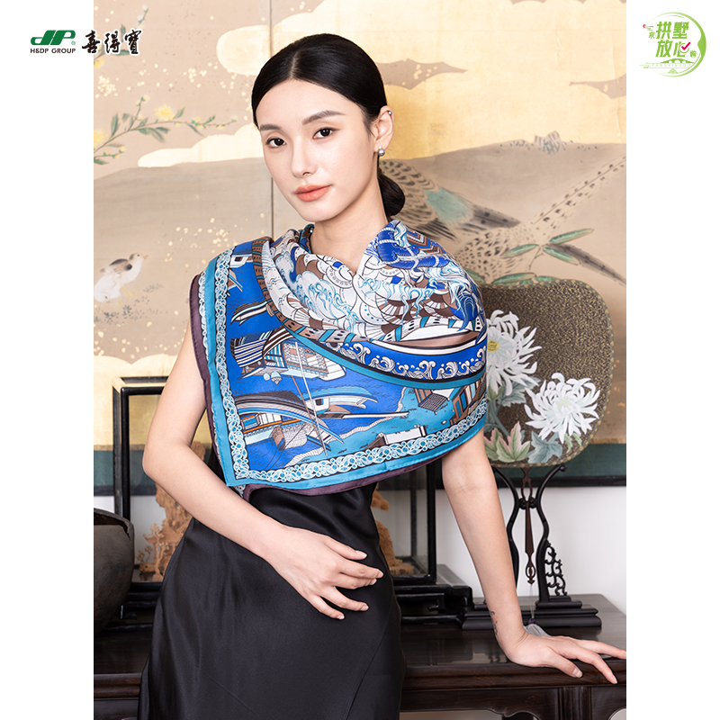 放心消费月 喜得宝文创丝巾《守.护》杭州运河拱宸桥趴蝮 杭州丝绸100%桑蚕丝斜纹绸