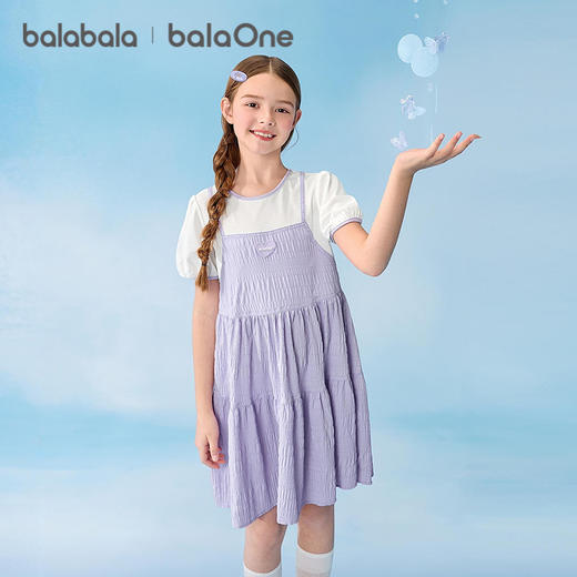 【balaOne】巴拉巴拉女童裙子儿童连衣裙2026夏装新款假两件轻薄 商品图2