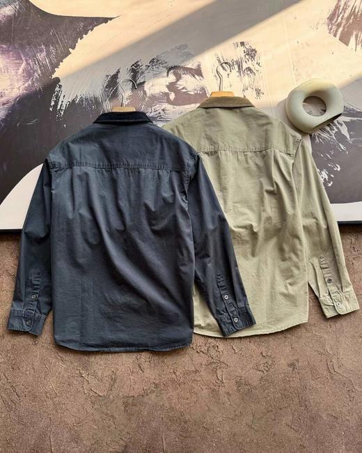 F031252时尚松弛慵懒老钱风刺绣情侣休闲商务牛仔尼龙衬衫外套 商品图8