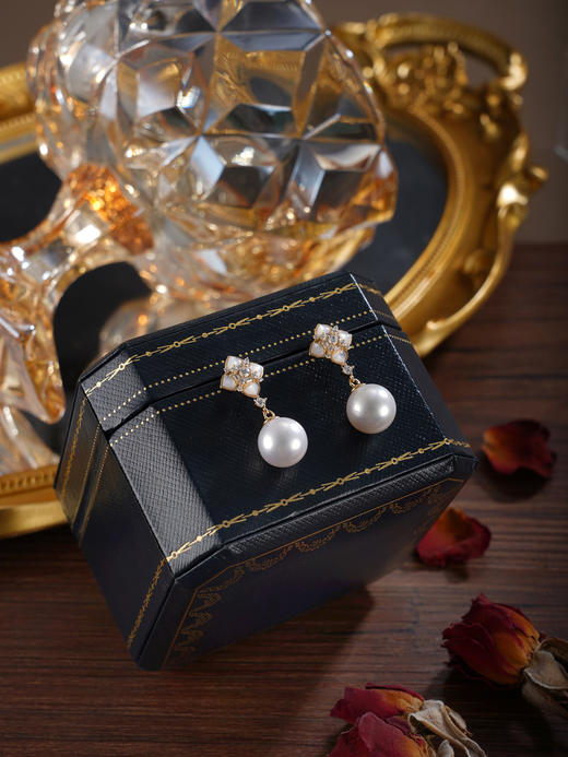 子佩集【四叶相思】银S925珍珠惜王妃耳钉【TE0733】双色四叶草2602 商品图4