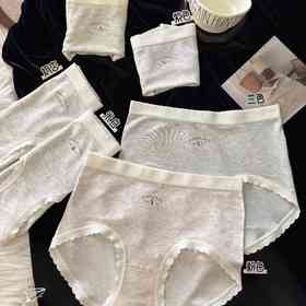 0330女士裸氨舒适透气高弹力无缝内裤三角裤彩纱撞色浅色