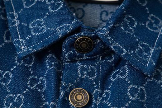 F031254新款满印双G字母单排扣情侣款洗水牛仔衬衫上衣外套 商品图11