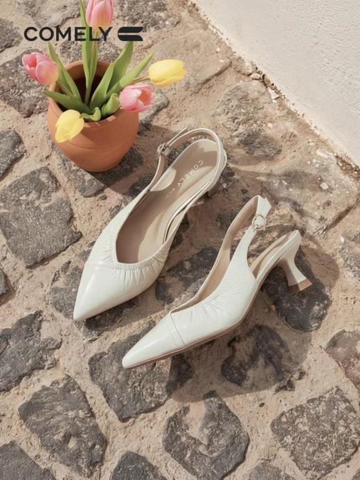 BF楼康莉真皮细跟包头凉鞋女26春夏新款尖头高跟后空单鞋吊牌价 1080  活动价539 商品图1