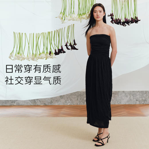 7or9露趾一字带交叉凉鞋高跟鞋黑丝绒/霞多丽 商品图5