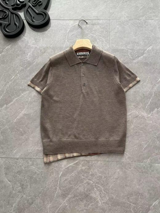 F031210泰兰德同款假两件格纹拼接不规则下摆短袖羊毛针织衫 商品图0