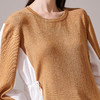 芳外新款别致小众休闲毛衣设计感撞色拼接针织衫女8T23CM1244 商品缩略图4