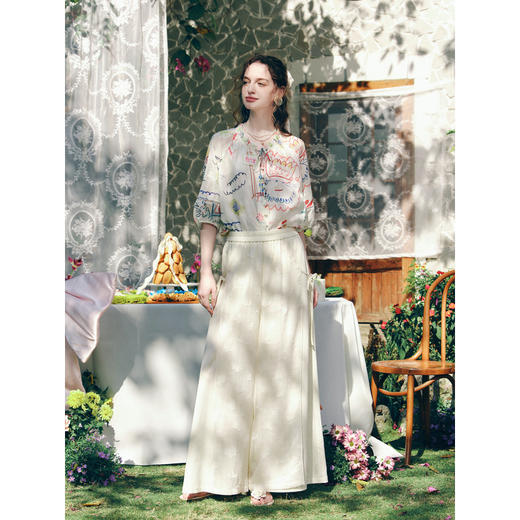 两三事 浮光记年 2026春季新款简约绑带拼布阔腿休闲裤女宽松 商品图1