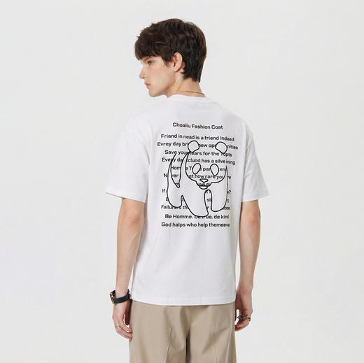 美式简约字母短袖T恤男夏季休闲痞帅宽松圆领上衣   YLZ-NQ6860 商品图2