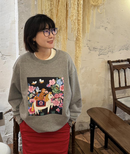 原单ICI*LE之禾女士印花圆领卫衣031203 商品图5