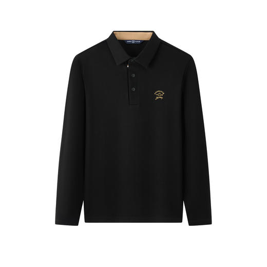 【莱赛尔】德鲨黑色长袖POLO衫男青年2026春新款休闲上衣翻领T恤 商品图4