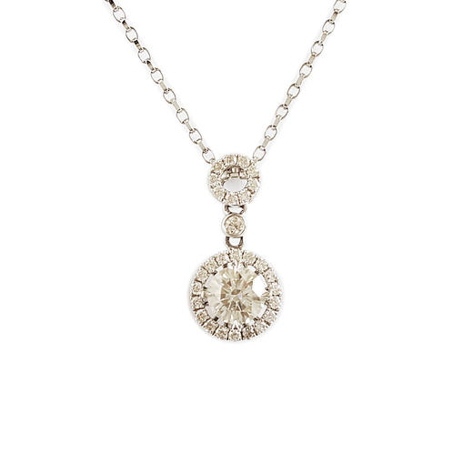 潮宏基AU750白金时尚简约0.51克拉钻石吊坠项链链长：43CM（皆取最大值）040326NJT09 商品图0