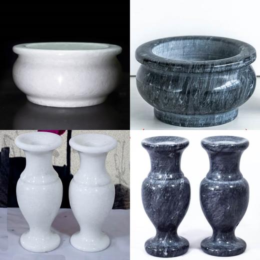 水晶白香炉直径11厘米天然汉白玉石花瓶摆件上贡祭品 商品图1